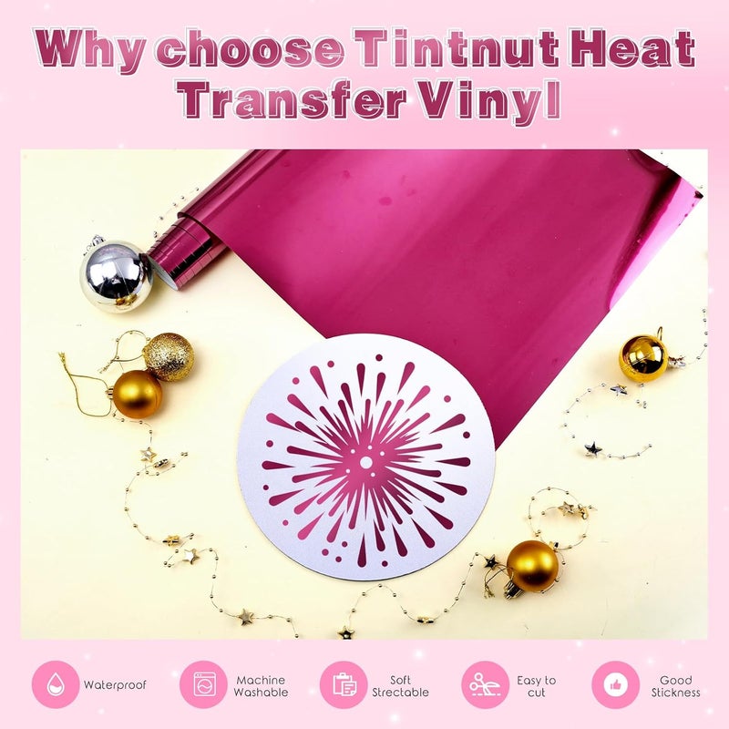 Tintnut Metallic Heat Transfer Vinyl Roll Red Purple Chrome HTV - 12"x 6 ft Foil Holographic Iron On Vinyl for DIY T-Shirts Handbags Hats Crafts - Image 3